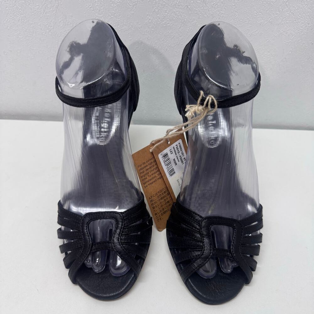 NWT A.P.C. Tango Leike Women's 37/ US 7 Black Goat Leather Sandals Heel Strappy